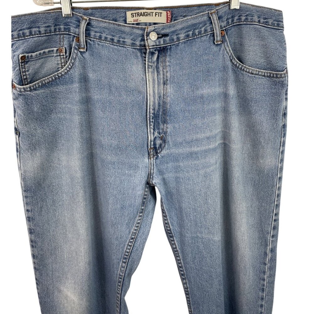 Levi's 505 Straight Fit Straight Leg Blue Denim Jeans Pants Men's 42 x 30 - Picture 3 of 10